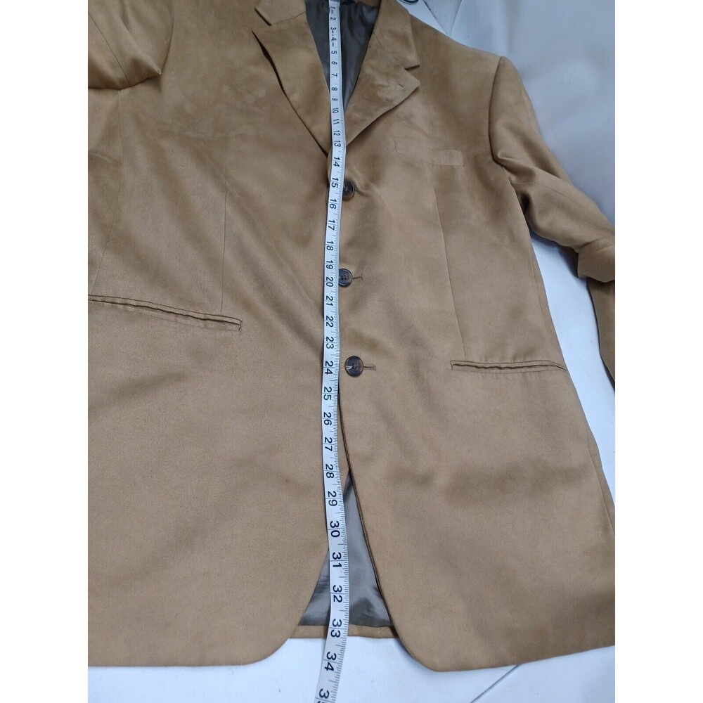 CHAPS Men's Faux Suede Blazer Jacket Sport Coat Camel Tan Ralph Lauren 42L - Picture 7 of 10